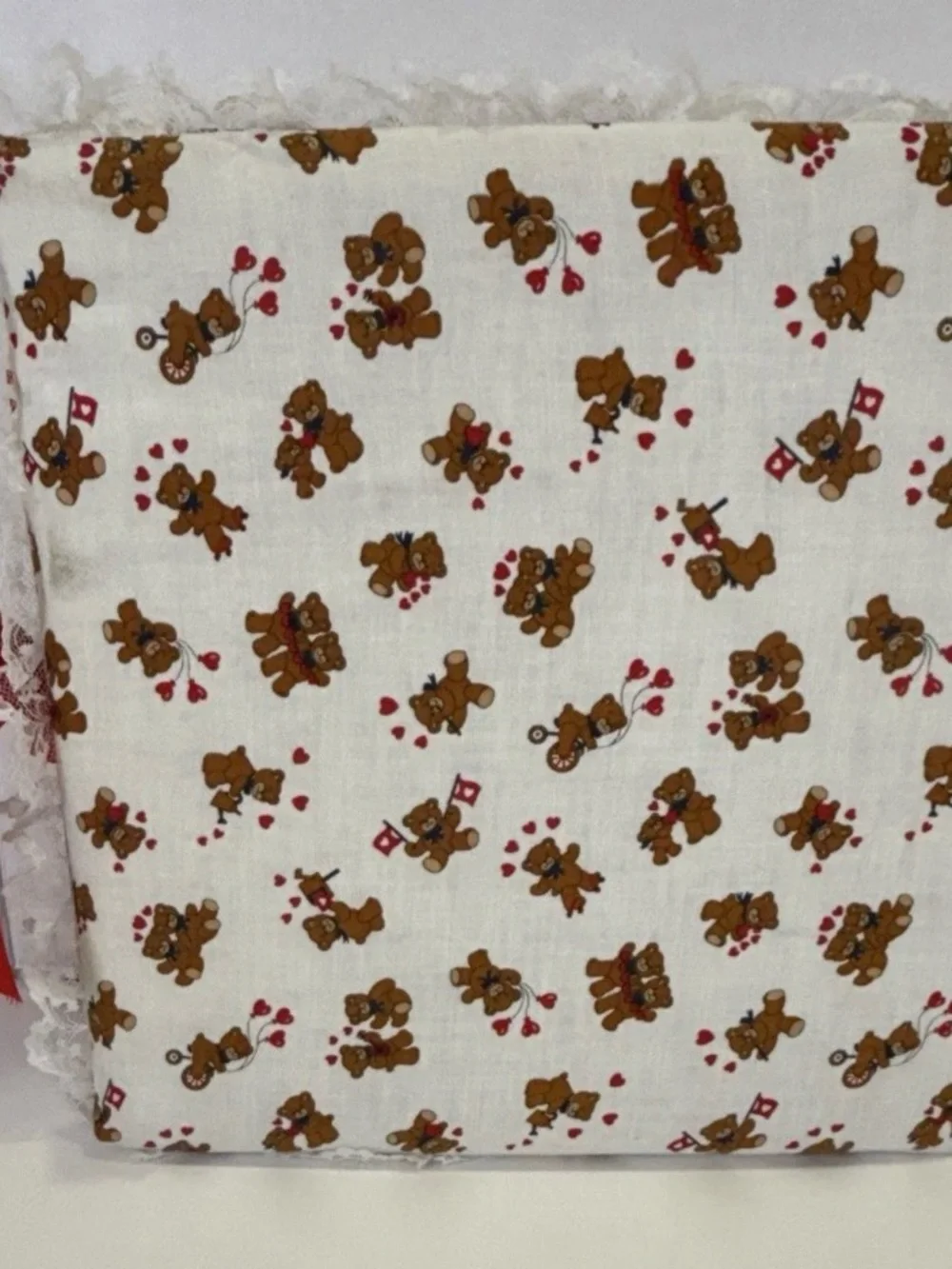 Vintage Granny Core Padded Handmade Fabric Teddy Bear Hearts Photo Album -Baby